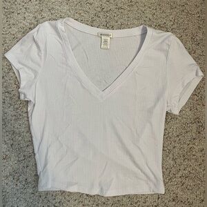 2 for 10 White and Black cropped V neck shirts